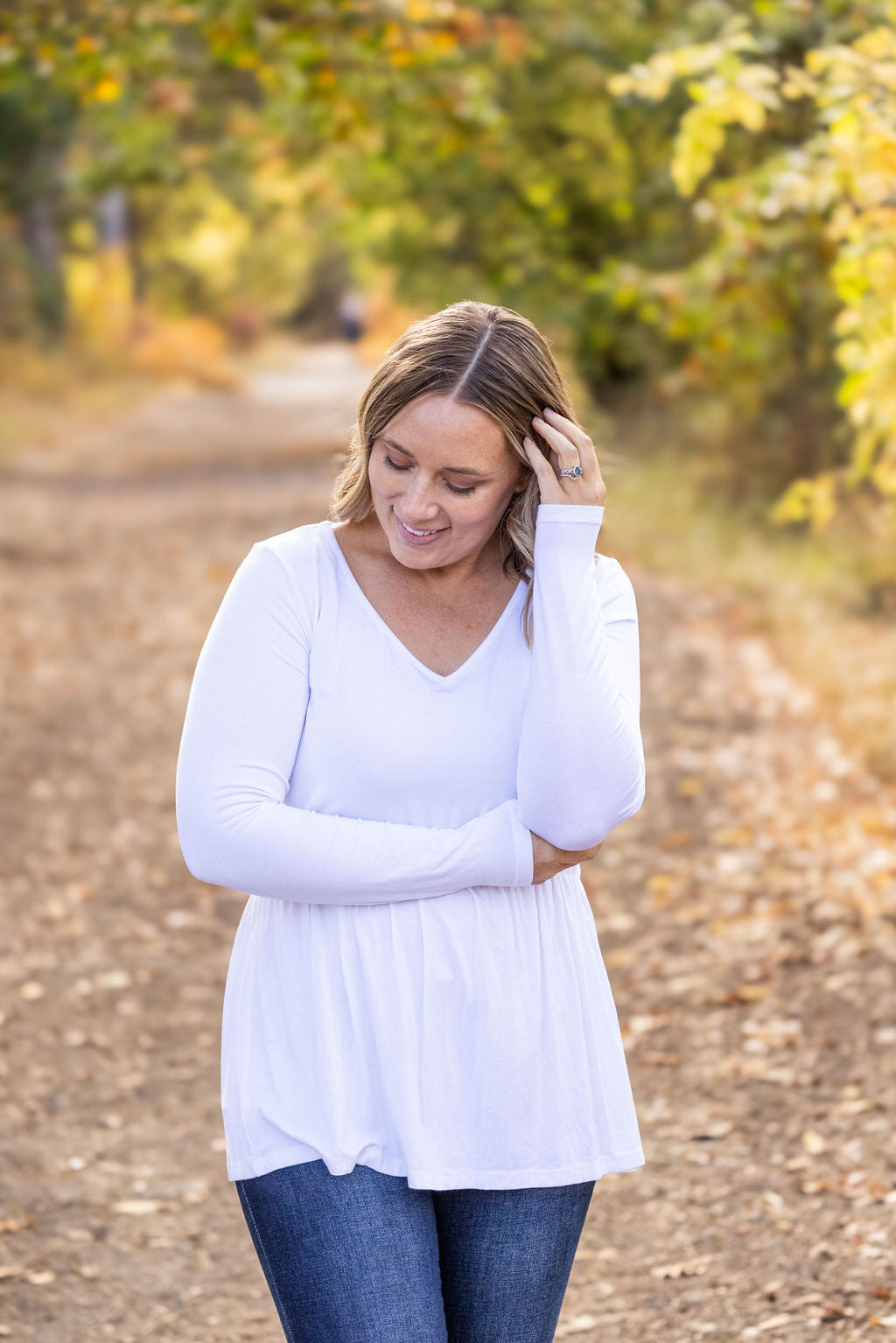 IN STOCK Long Sleeve Sarah Ruffle - White | Women&