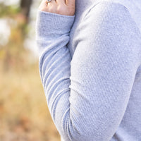 IN STOCK Brielle Henley Ribbed Long Sleeve - Light Grey