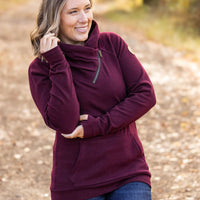 IN STOCK Classic Zoey ZipCowl Sweatshirt - Burgundy FINAL SALE