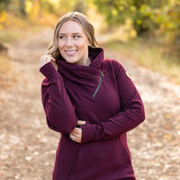 IN STOCK Classic Zoey ZipCowl Sweatshirt - Burgundy FINAL SALE