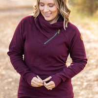 IN STOCK Classic Zoey ZipCowl Sweatshirt - Burgundy FINAL SALE