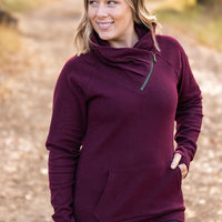 IN STOCK Classic Zoey ZipCowl Sweatshirt - Burgundy FINAL SALE