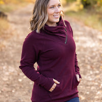 IN STOCK Classic Zoey ZipCowl Sweatshirt - Burgundy FINAL SALE