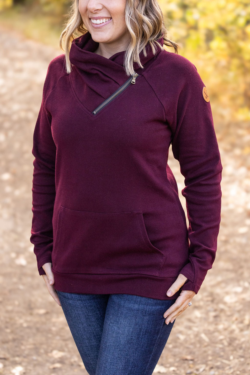 IN STOCK Classic Zoey ZipCowl Sweatshirt - Burgundy FINAL SALE