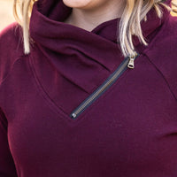 IN STOCK Classic Zoey ZipCowl Sweatshirt - Burgundy FINAL SALE