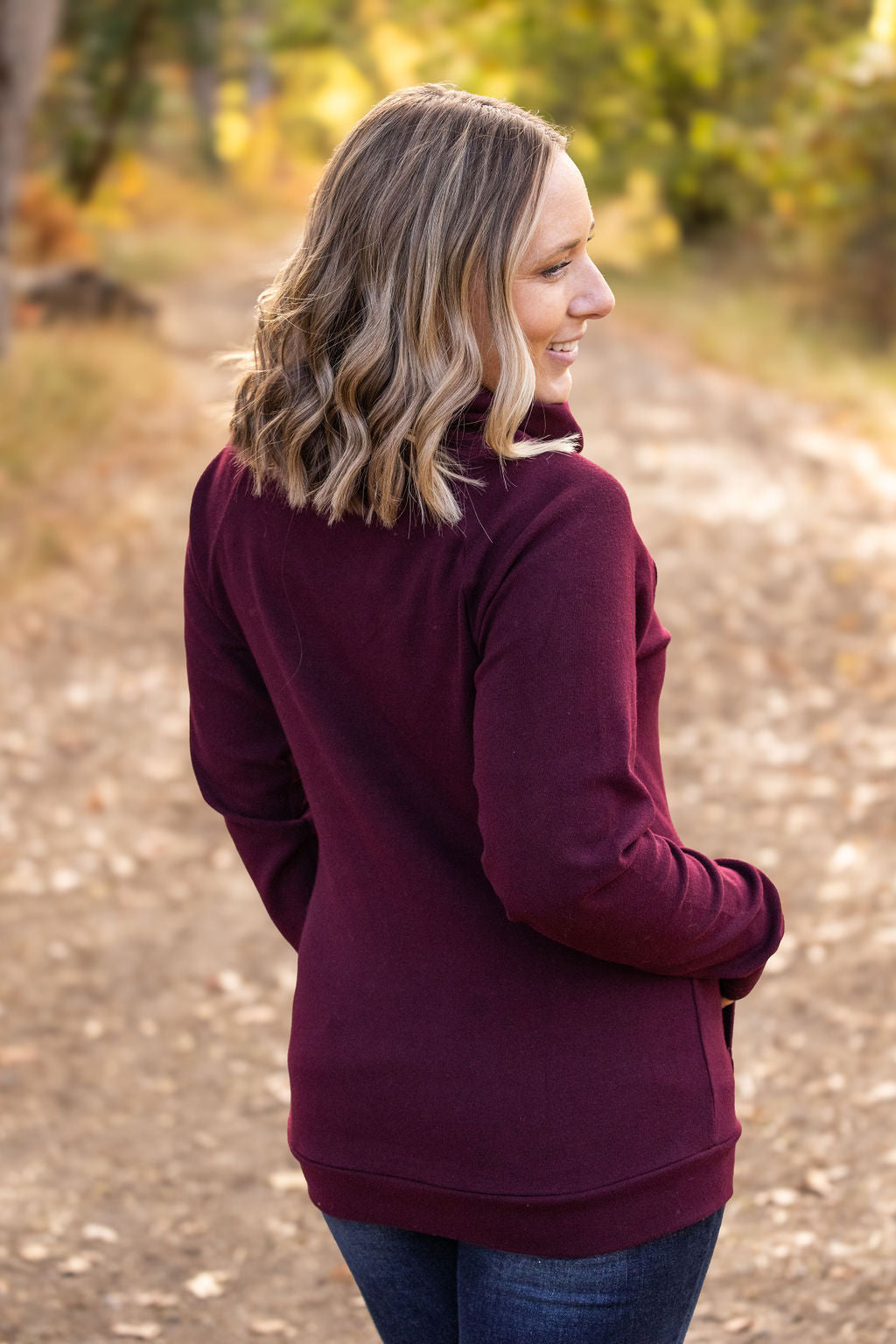 IN STOCK Classic Zoey ZipCowl Sweatshirt - Burgundy FINAL SALE