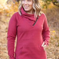 IN STOCK Classic Zoey ZipCowl Sweatshirt - Brick FINAL SALE