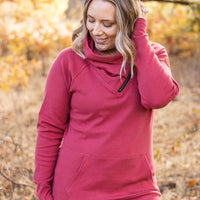 IN STOCK Classic Zoey ZipCowl Sweatshirt - Brick FINAL SALE