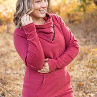 IN STOCK Classic Zoey ZipCowl Sweatshirt - Brick FINAL SALE