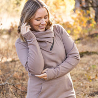 IN STOCK Classic Zoey ZipCowl Sweatshirt - Mocha FINAL SALE