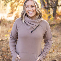 IN STOCK Classic Zoey ZipCowl Sweatshirt - Mocha FINAL SALE