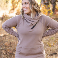 IN STOCK Classic Zoey ZipCowl Sweatshirt - Mocha FINAL SALE