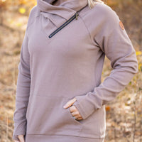 IN STOCK Classic Zoey ZipCowl Sweatshirt - Mocha FINAL SALE