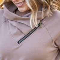 IN STOCK Classic Zoey ZipCowl Sweatshirt - Mocha FINAL SALE