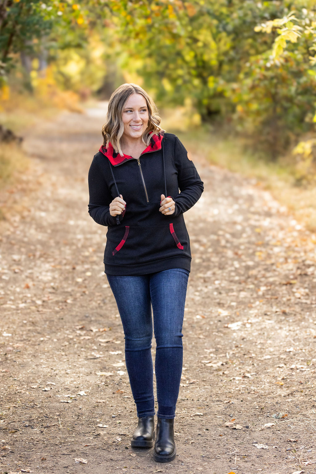 IN STOCK Avery Accent HalfZip Hoodie - Buffalo Plaid