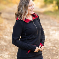 IN STOCK Avery Accent HalfZip Hoodie - Buffalo Plaid