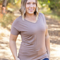 IN STOCK Chloe Cozy Tee - Mocha | Women's V-Neck Top FINAL SALE