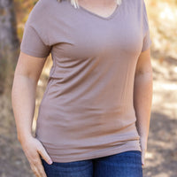 IN STOCK Chloe Cozy Tee - Mocha | Women's V-Neck Top FINAL SALE