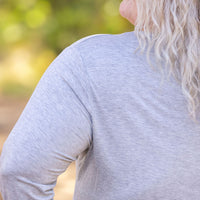 IN STOCK Long Sleeve Sarah Ruffle - Light Grey | Women's Top FINAL SALE