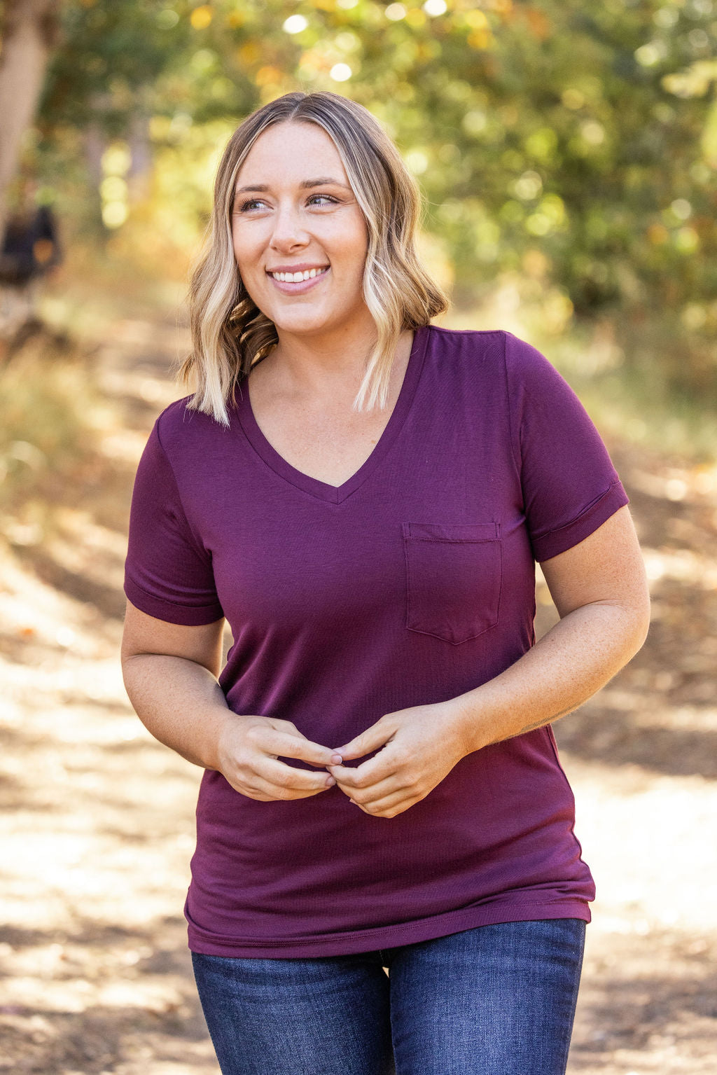 IN STOCK Sophie Pocket Tee - Burgundy | Women&