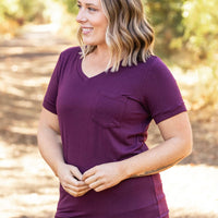 IN STOCK Sophie Pocket Tee - Burgundy | Women's Short Sleeve FINAL SALE