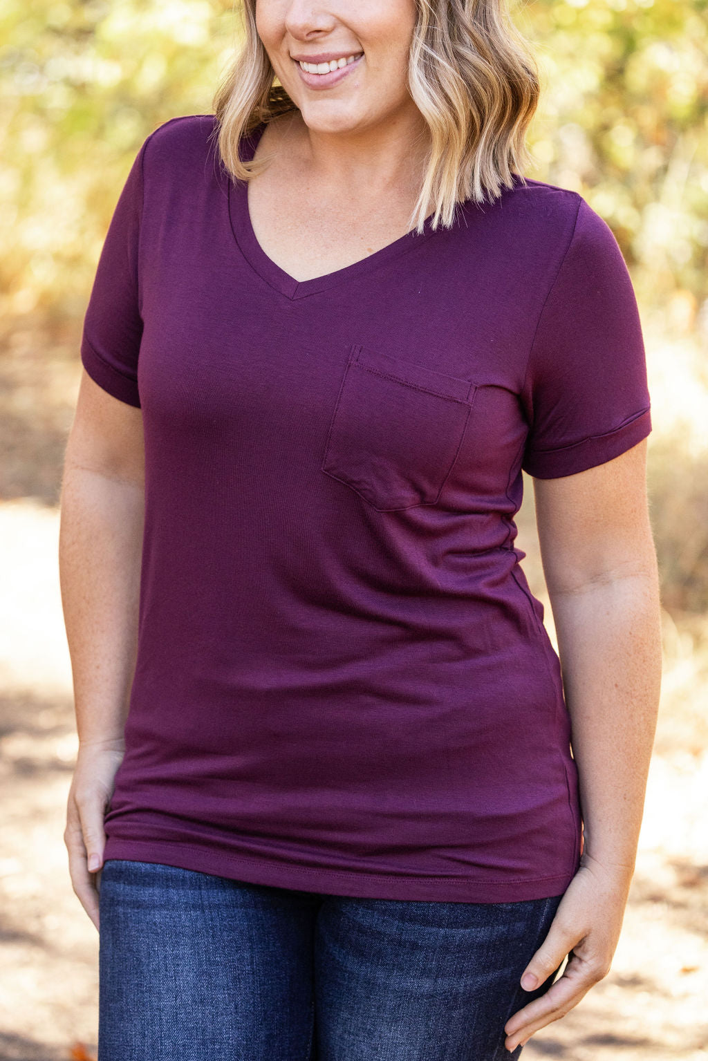 IN STOCK Sophie Pocket Tee - Burgundy | Women&