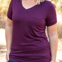 IN STOCK Sophie Pocket Tee - Burgundy | Women's Short Sleeve FINAL SALE