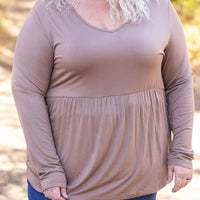 IN STOCK Long Sleeve Sarah Ruffle - Mocha | Women's Top FINAL SALE