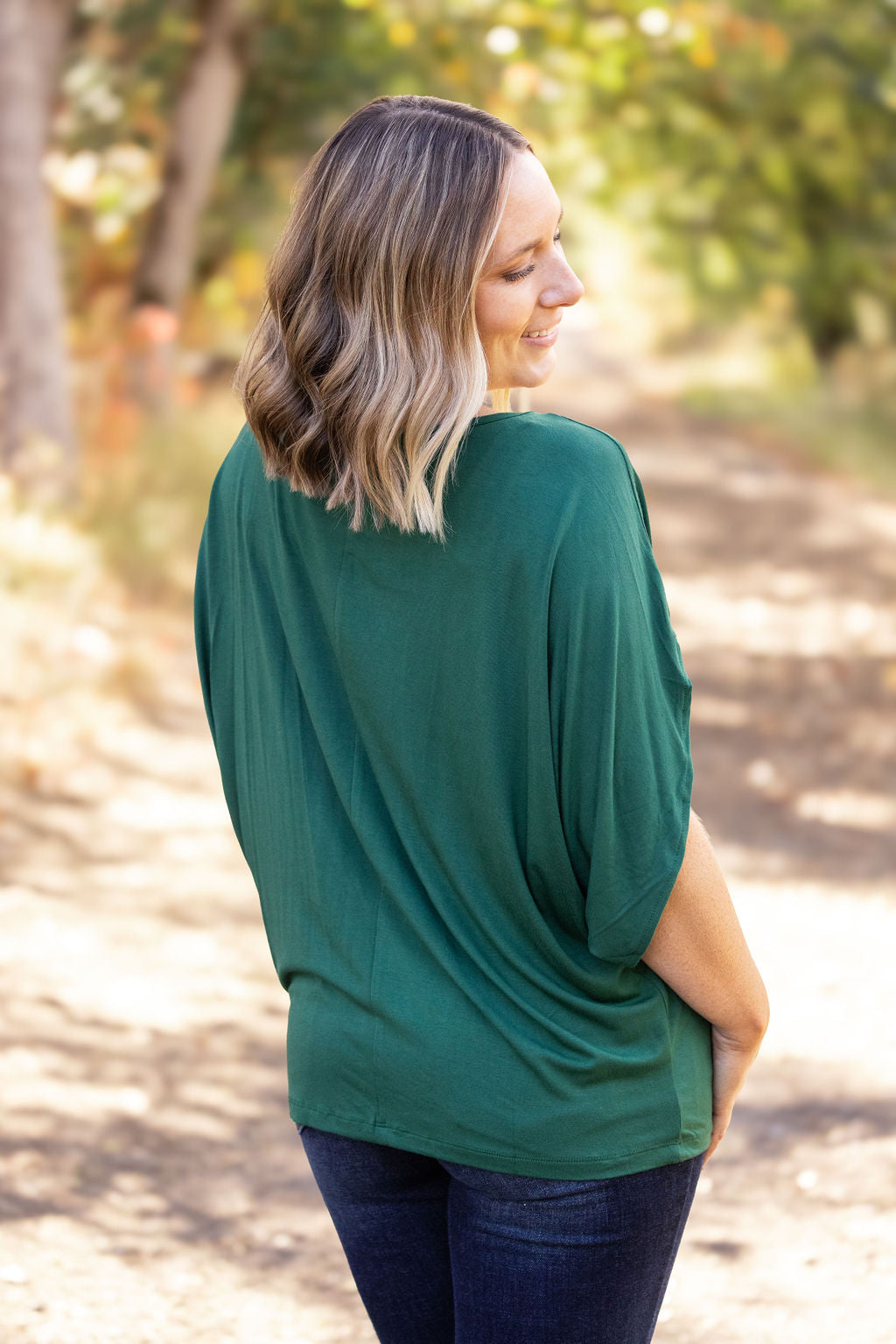 IN STOCK Darcy Dolman Top - Forest Green | Women&