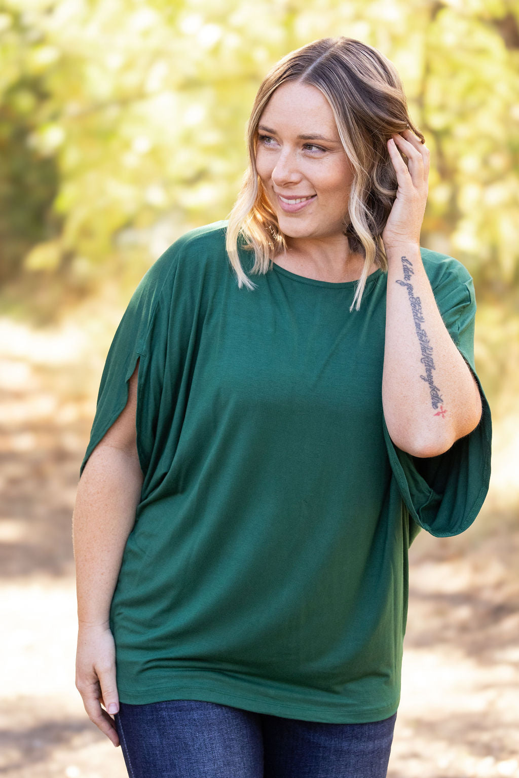 IN STOCK Darcy Dolman Top - Forest Green | Women&