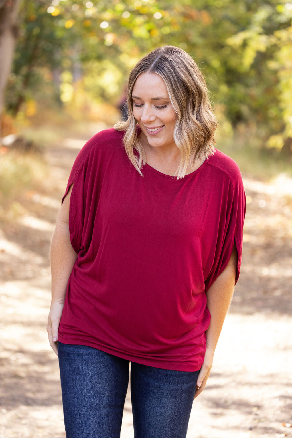 IN STOCK Darcy Dolman Top - Burgundy | Women&