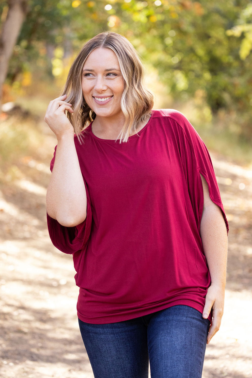 IN STOCK Darcy Dolman Top - Burgundy | Women&