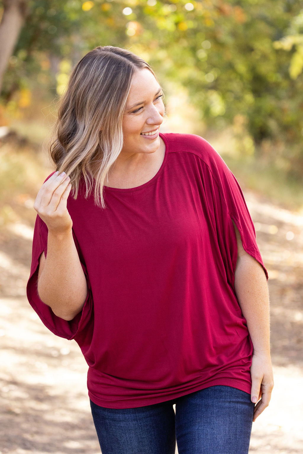 IN STOCK Darcy Dolman Top - Burgundy | Women&