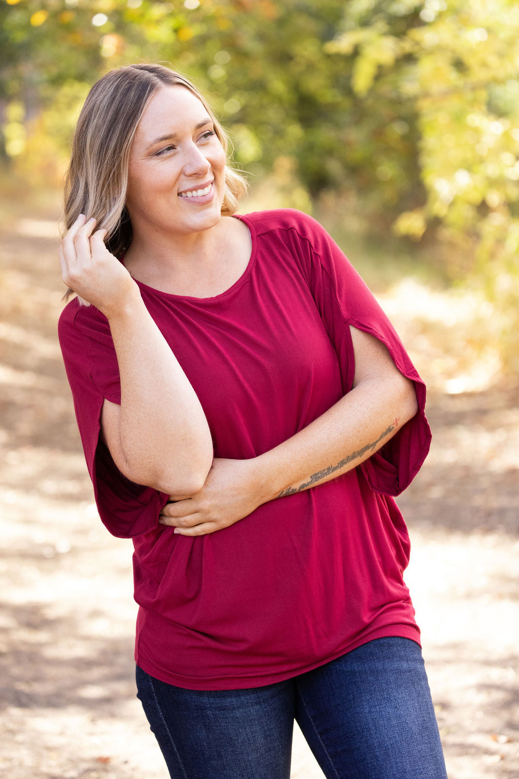 IN STOCK Darcy Dolman Top - Burgundy | Women&