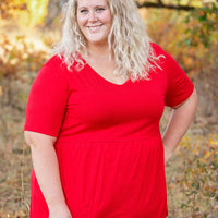 IN STOCK Sarah Ruffle Short Sleeve - Red