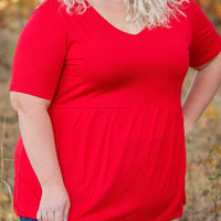 IN STOCK Sarah Ruffle Short Sleeve - Red