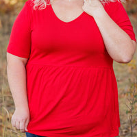 IN STOCK Sarah Ruffle Short Sleeve - Red