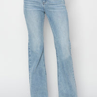 RISEN Full Size High Rise Raw Cut Hem Bootcut Jeans