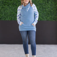 IN STOCK Zoey ZipCowl Sweatshirt - Blue and Mint Checker MM EXCLUSIVE