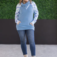 IN STOCK Zoey ZipCowl Sweatshirt - Blue and Mint Checker MM EXCLUSIVE