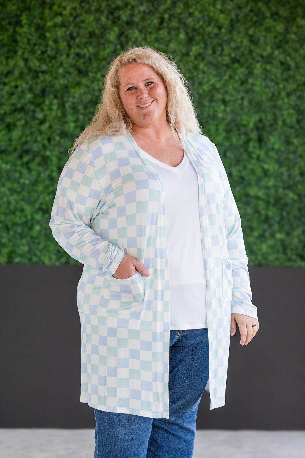 IN STOCK Classic Cardigan - Blue and Mint Checker MM EXCLUSIVE