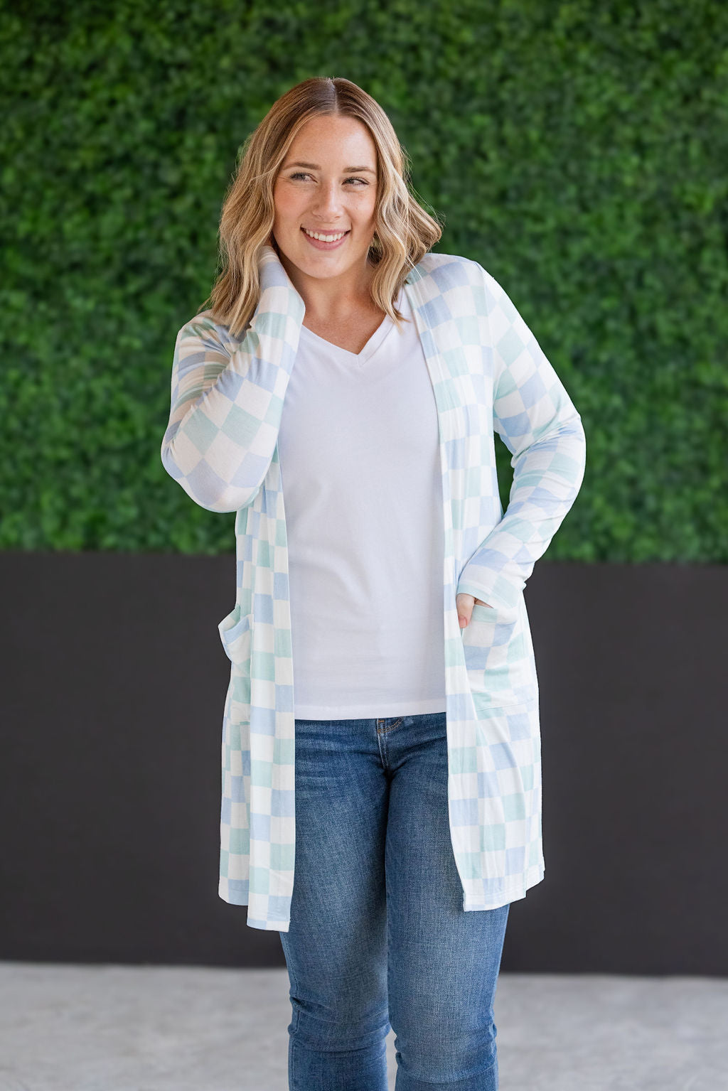 IN STOCK Classic Cardigan - Blue and Mint Checker MM EXCLUSIVE