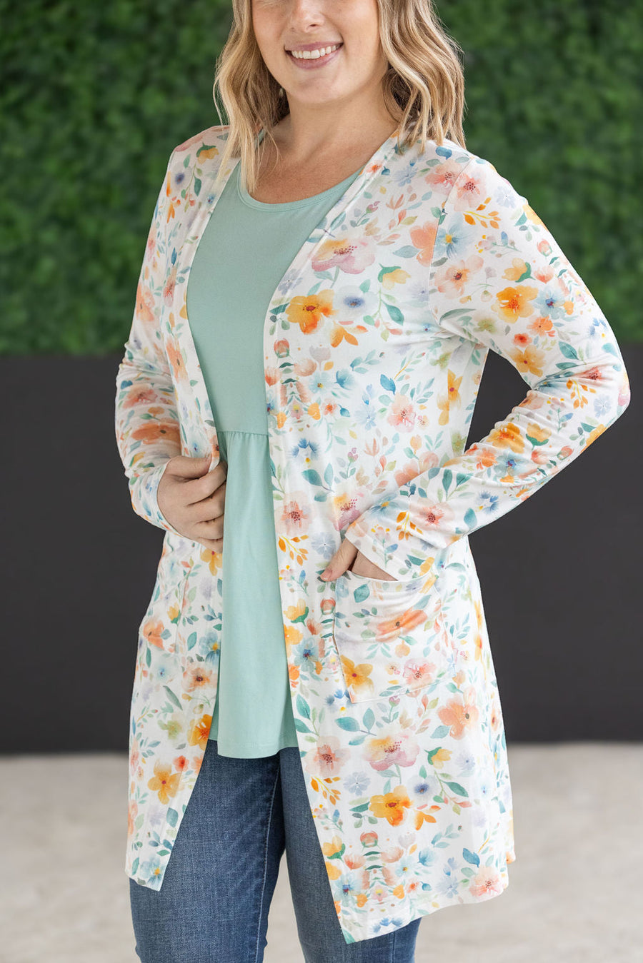 IN STOCK Classic Cardigan - Watercolor Floral