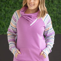 IN STOCK Zoey ZipCowl Sweatshirt - Mauve and Stripes