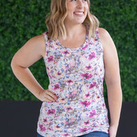 IN STOCK Ava Tank - Pink and Periwinkle Abstract Floral