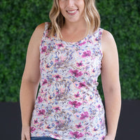 IN STOCK Ava Tank - Pink and Periwinkle Abstract Floral