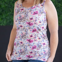 IN STOCK Ava Tank - Pink and Periwinkle Abstract Floral