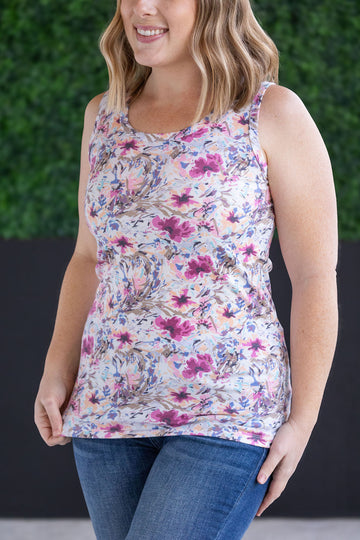 IN STOCK Ava Tank - Pink and Periwinkle Abstract Floral