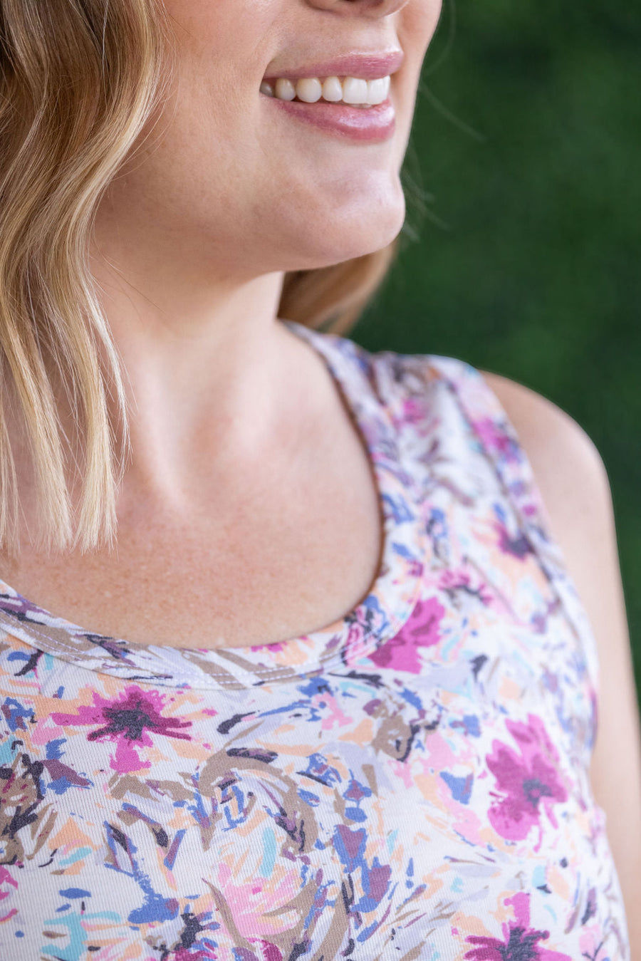 IN STOCK Ava Tank - Pink and Periwinkle Abstract Floral