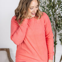 IN STOCK Corrine Ribbed Pullover Top - Coral